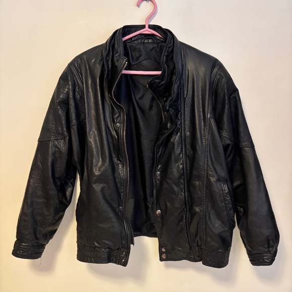 Luciano Italian Design Genuine Leather Lined Jacket Coat Black Womens Size Large - Picture 1 of 3
